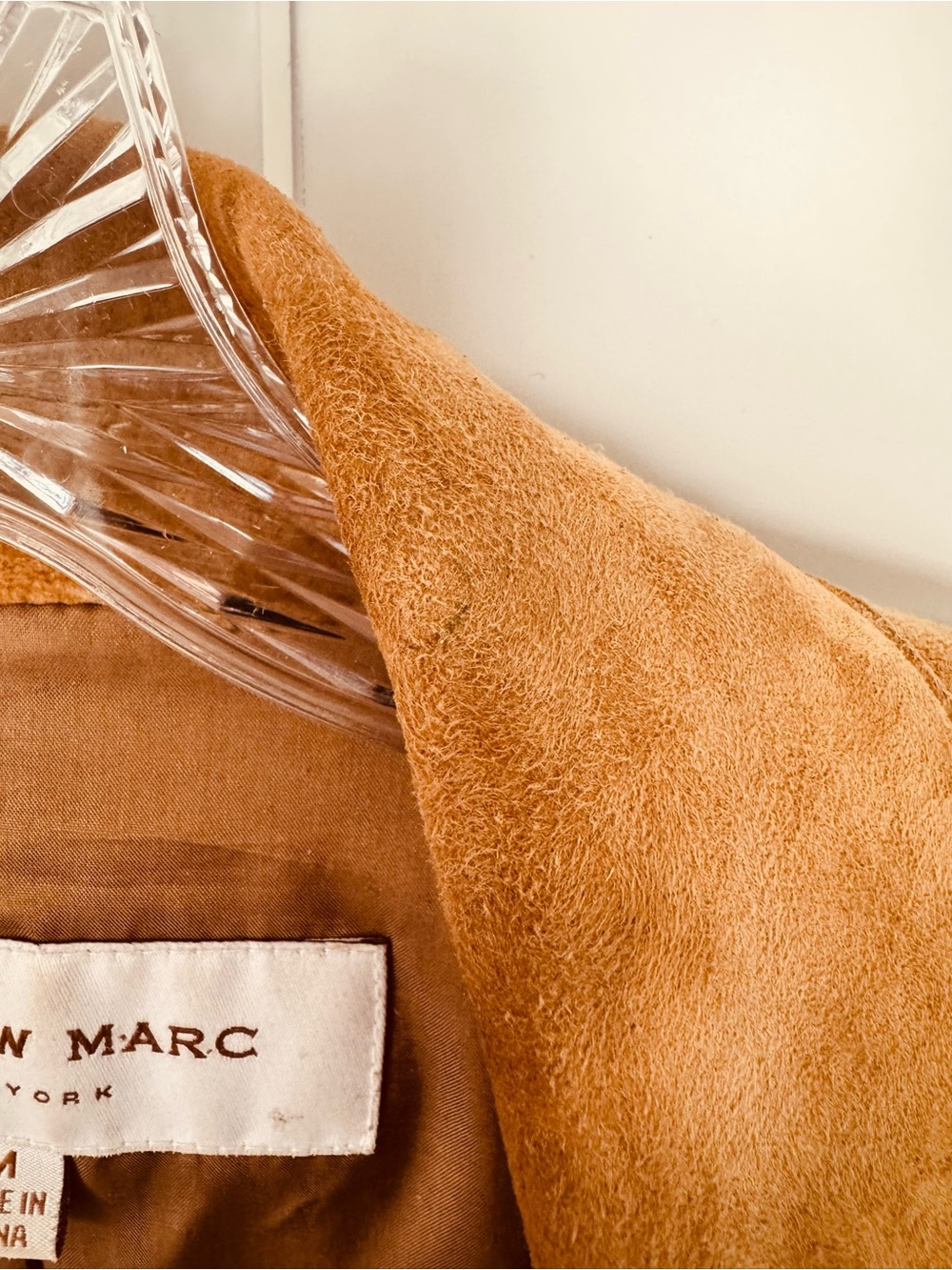 Andrew Marc Women’s Tan Subtle Tiger Stripe Suede Jacket - Picture 3 of 7